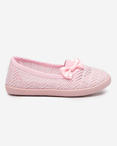 OUTLET Light pink girls' openwork sneakers with Apllo bow - Footwear