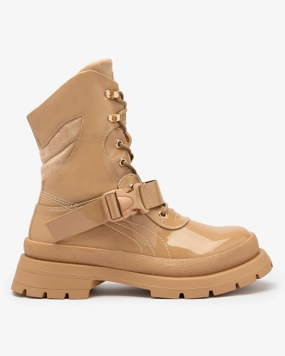 Royalfashion Женские лакированные ботинки светло-коричневого цвета Setogy