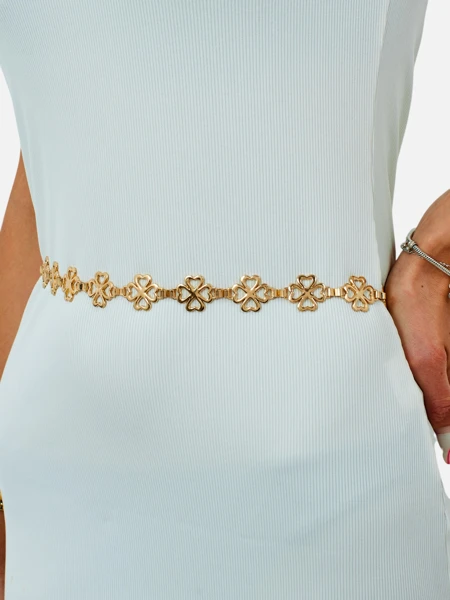 Royalfashion Women's metal belt with a clover