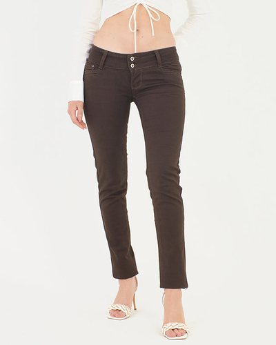 Women's brown low-rise denim pants - Clothing