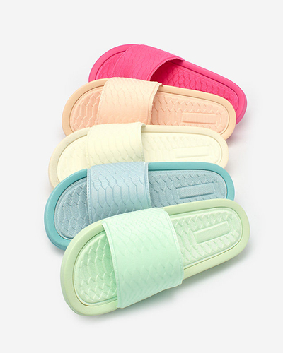 Ladies' blue pastel slippers with Galite embossing - Footwear