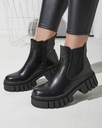 Melni sieviešu zābaki ar biezāku zoli Olilno- Footwear