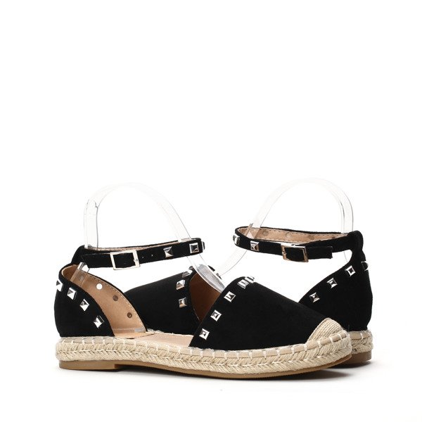 Czarne, odkryte espadryle z ćwiekami - Obuwie