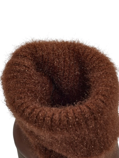 Botki damskie eko skórzane na słupku z dzianiną Tirave