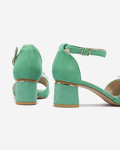 Zaļās sieviešu sandales ar dekoratīviem kristāliem Cerosso- Footwear