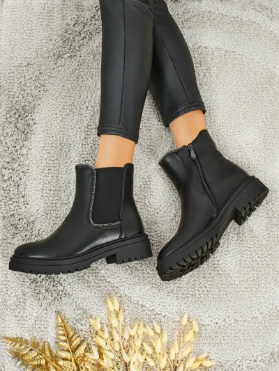 Eco-leather ankle boots with zircons Novira