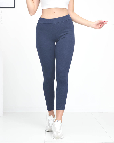 Women's navy blue leggings with insulation - Clothing