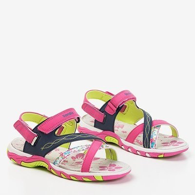 Navy blue and pink girls sandals Esteban - Footwear