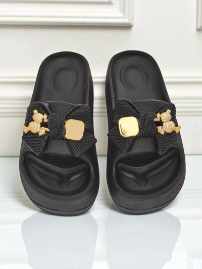 Royalfashion Women's rubber flip-flops with a decorative bow Alday