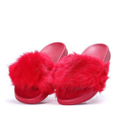 OUTLET Red slippers with fur Millie- Shoes
