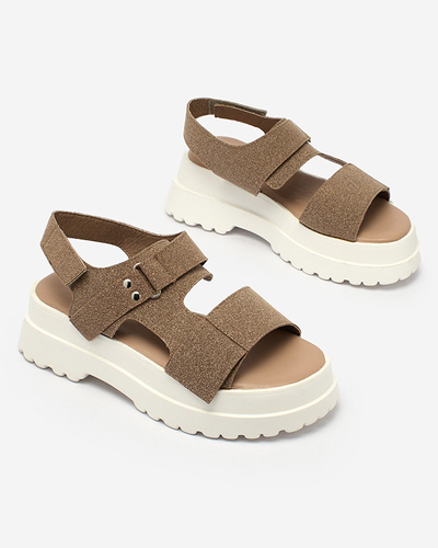 Royalfashion Dark brown women's sandals on a solid sole Rederis