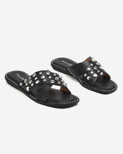 Black women's slippers with rhinestones Rokina - Footwear