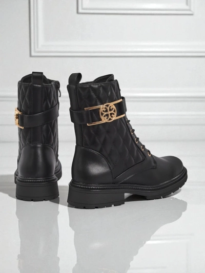Sable Rose Quilted Faux Leather Ankle Boots