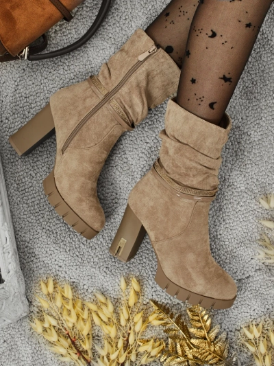 Women's Eco Suede Heeled Ankle Boots BrambleDusk