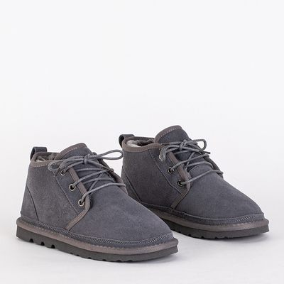 Gray children's short lace-up snow boots Tibilis- Footwear