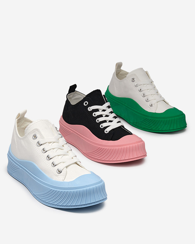 White and green women's sneakers, type Nerikas - Footwear