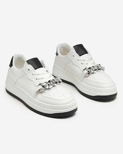 Black and white sports shoes for women sneakers with a chain Nevito - Footwear