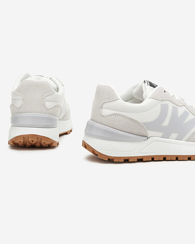 Women's white trainers with gray Narisa inserts - Footwear