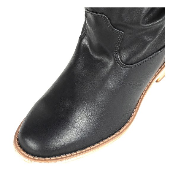 Black cowboy boots on a daress's wedge heel - Footwear 1