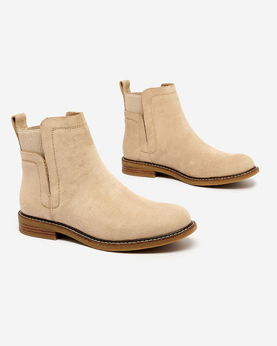 Royalfashion Beige women's eco-suede Veysi boots a'la sable heels
