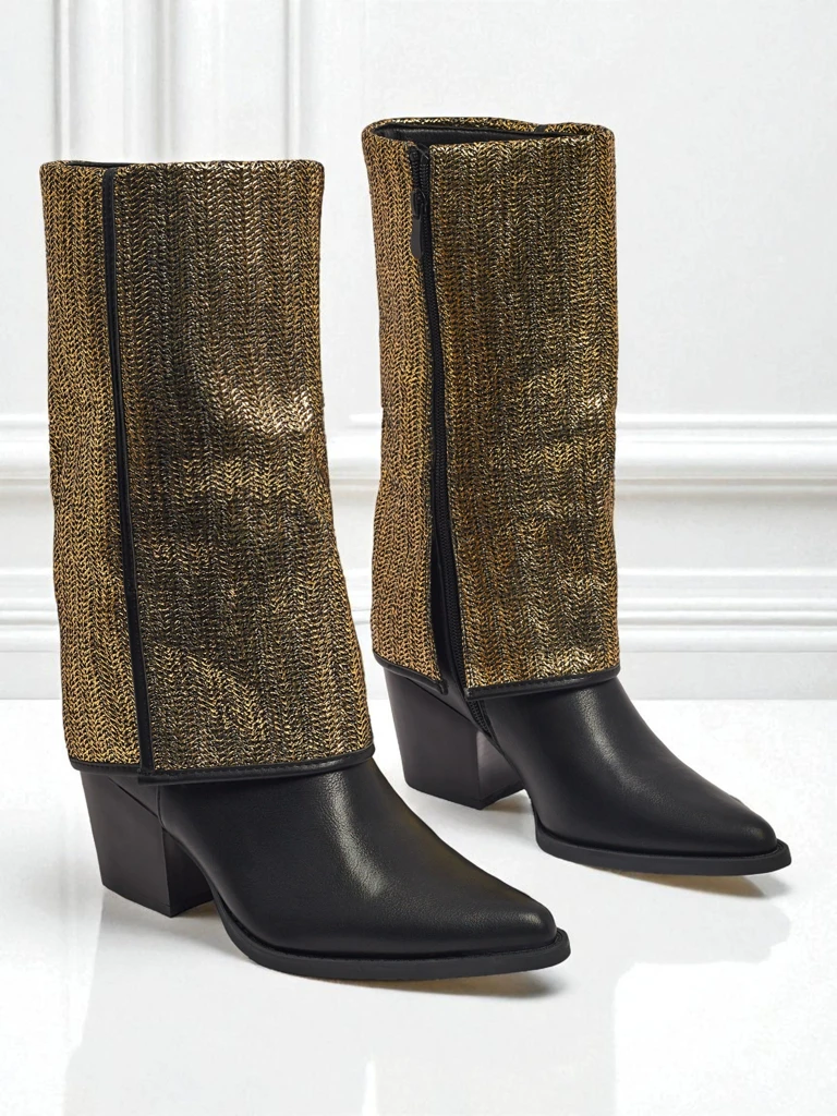 Женские ботильоны из экокожи на каблуке-столбике с декоративным верхом Virelia