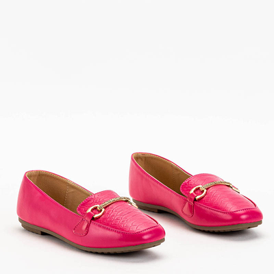 Ladies' fuchsia moccasins with Riltia decoration - Footwear