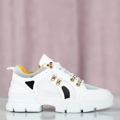 OUTLET Women's white sneakers with a thick sole Olyssotia - Footwear