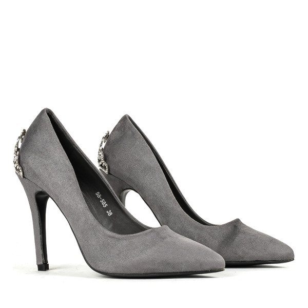 Gray heels with Devya decoration - Footwear