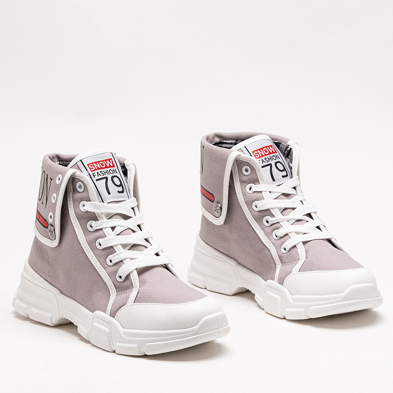 Grey women's high sport shoes a'la sneakers Tenerika - Footwear