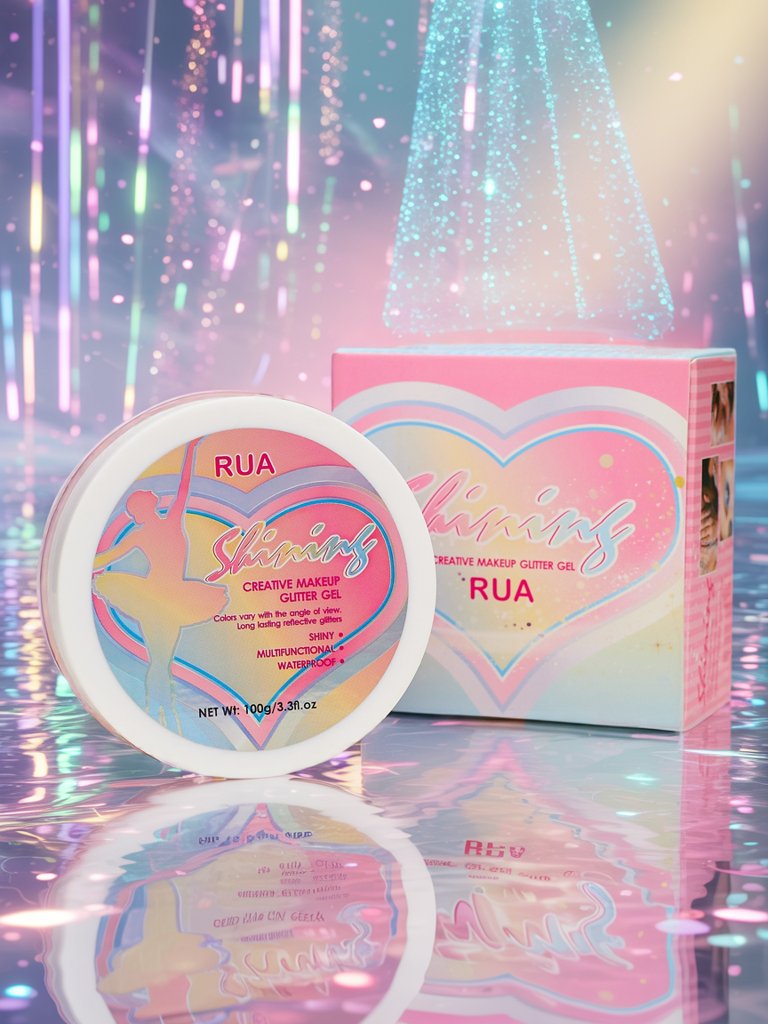 Glitter gel for face decoration in pink color