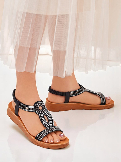 Ava Shine Women's Sandals with Decorative Straps
