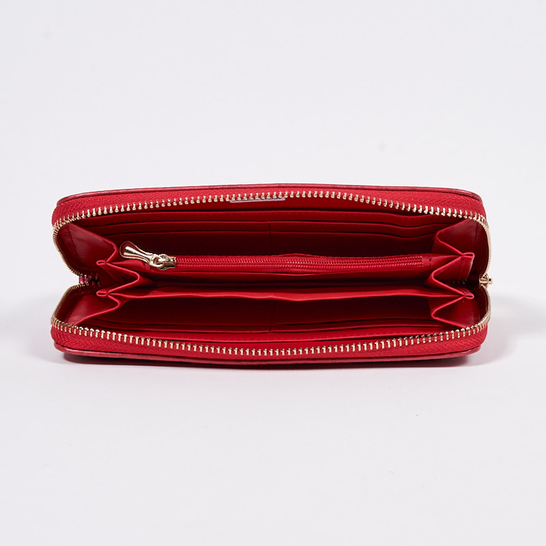 Large red patterned mat eco leather wallet - Accessories