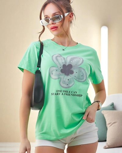 Royalfashion Women's Cotton T-shirt with Flower