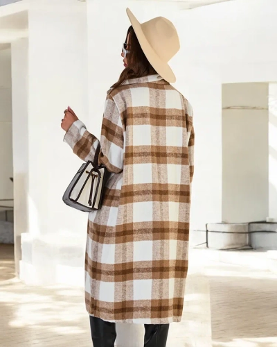 Royalfashion Women's checkered coat