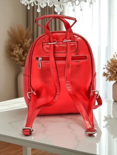 Royalfashion sieviešu mugursoma no eko ādas ar svītrām Metallic Stripes