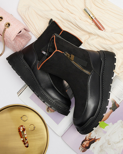 Black women's flat-heeled boots Mefina- Footwear