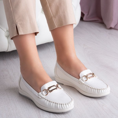 White loafers with gold decoration Dendi - Shoes 1