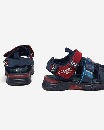 Navy blue and burgundy boys' sandals with Velcro Roser-Footwear