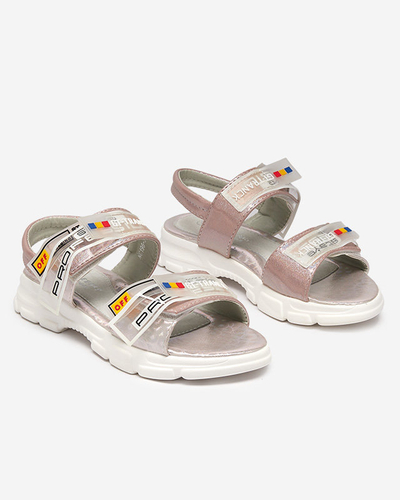 Pink children's sandals fastened with Velcro Keris - Footwear
