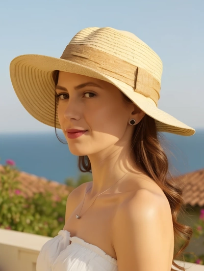 Royalfashion Sieviešu salmu cepure ar lentu Whisper