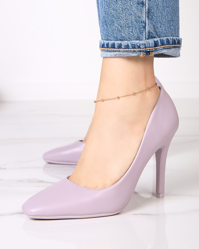 Women's pumps with a square toe in a lilac color Vaseka - Footwear