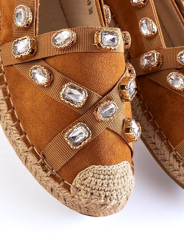 Коричневые женские эспадрильи с украшениями Wamba
