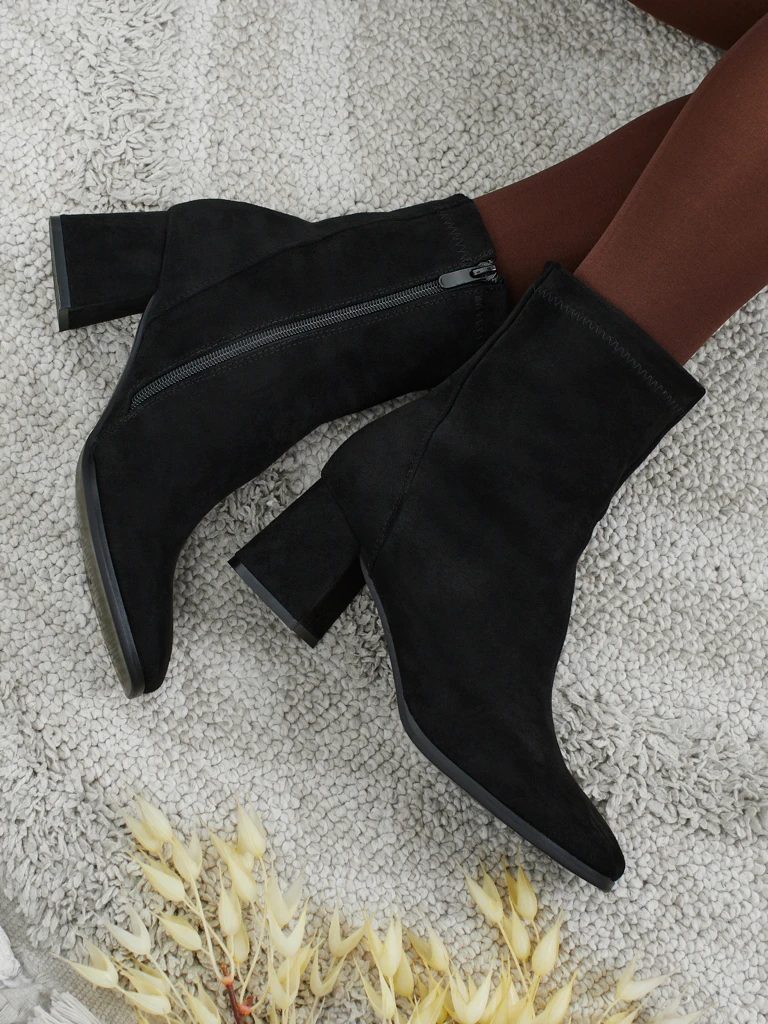 Women's Evron Faux Suede Block Heel Ankle Boots