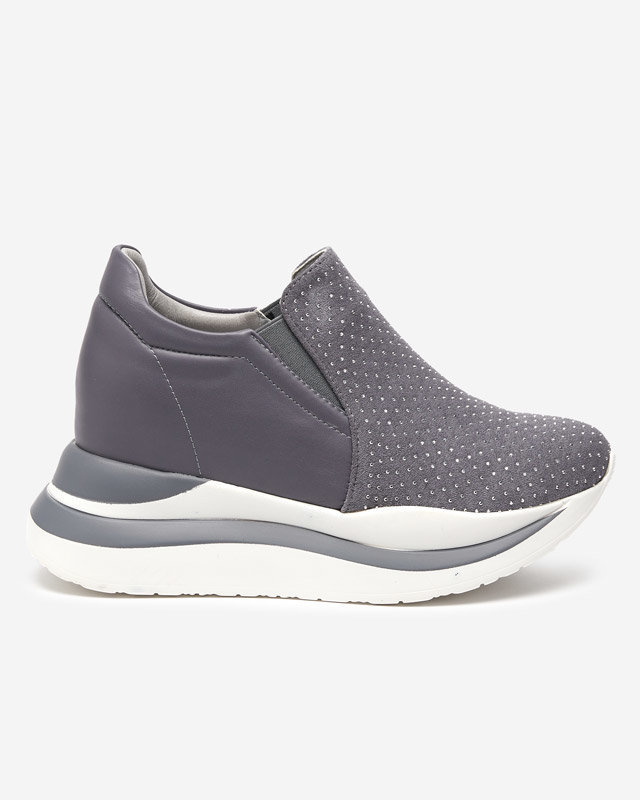 OUTLET Gray women's sneakers with a hidden wedge Elema - Footwear