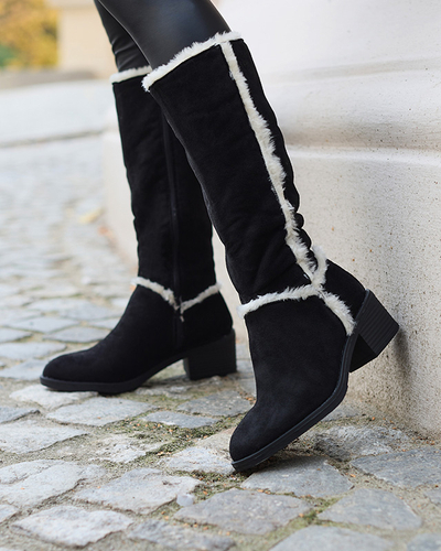 Black women's boots with fur Zerriva- Footwear