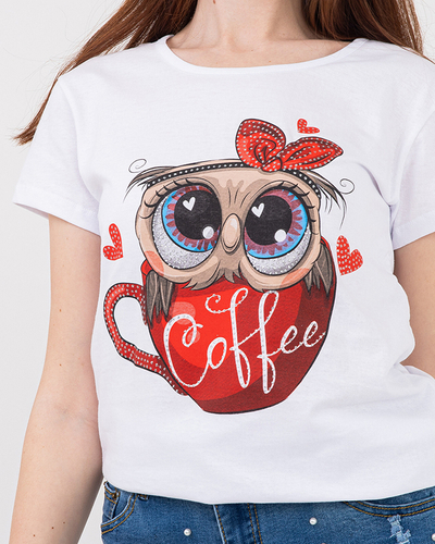Women's white owl t-shirt - Clothing