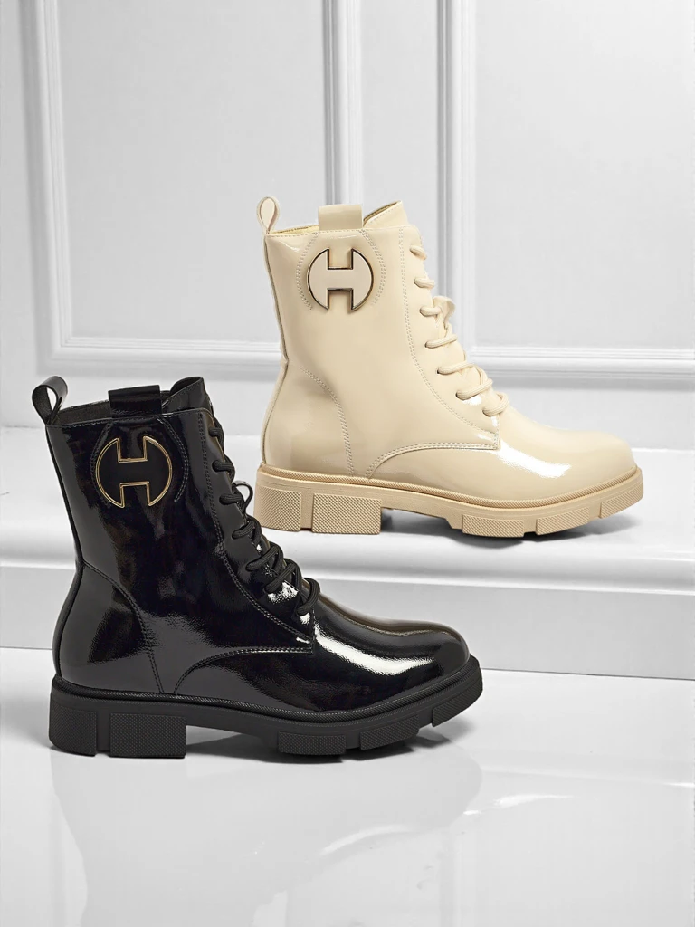 Kalen patent lace-up women's ankle boots