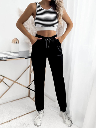 Sieviešu velūra treniņtērpi melnā krāsā PLUS SIZE- Apģērbi