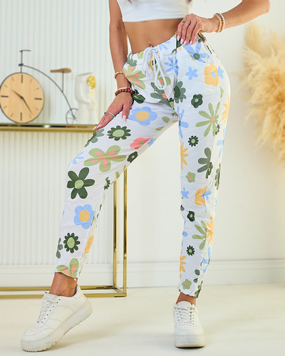 Royalfashion Sieviešu bikses no ziedu auduma