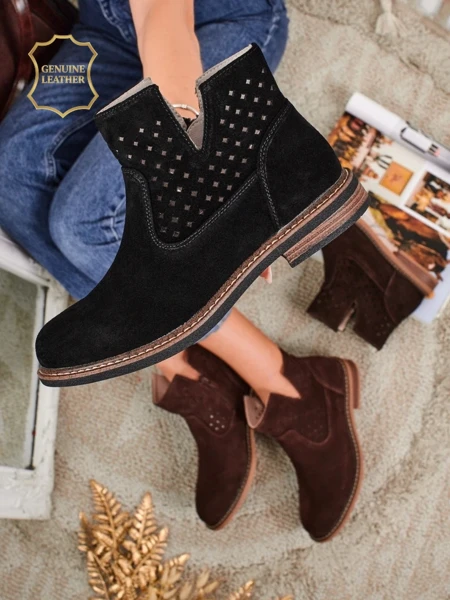 Aurelia Nero seemisnahast ažuursed naiste poolsaapad madala kontsaga 3cm